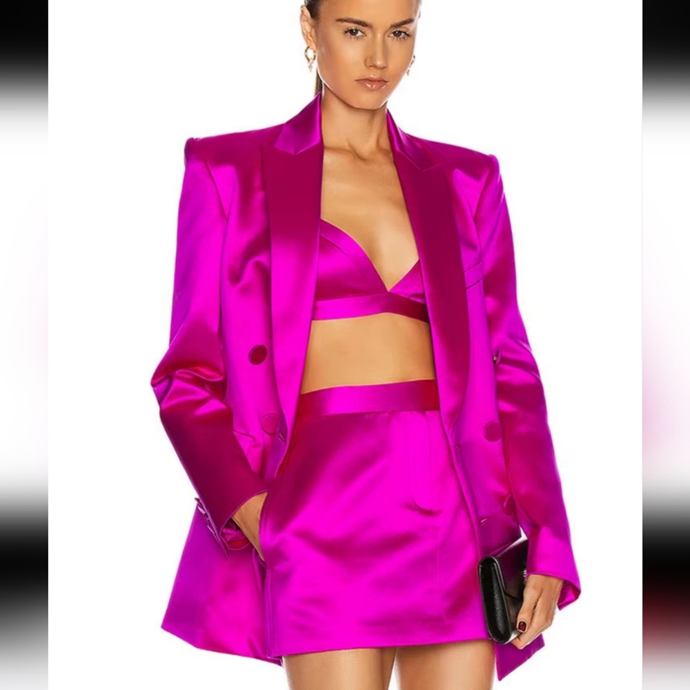 Pieces Set Slim blazer&Sexy V-neck Top &High Waist Pencil Skirt Suit Elegant Wo